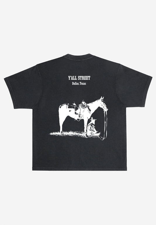 THE Y'ALL STREET T-SHIRT | MAN & MUSTANG BLACK SHIRT